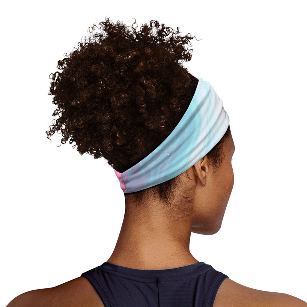 Teal Pink Liquid Marble Print Sports Headband