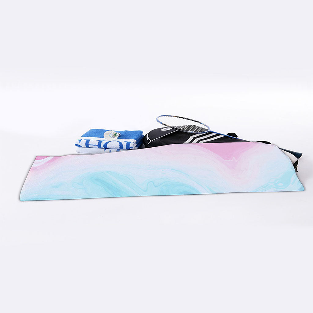 Teal Pink Liquid Marble Print Sports Towel