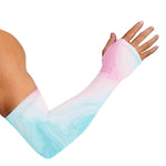 Teal Pink Liquid Marble Print Sun Protection Arm Sleeves