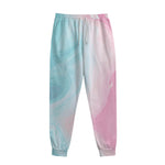 Teal Pink Liquid Marble Print Sweatpants
