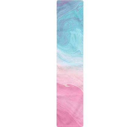 Teal Pink Liquid Marble Print Table Runner