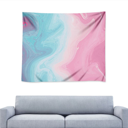 Teal Pink Liquid Marble Print Tapestry