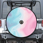 Teal Pink Liquid Marble Print Tire Cover With Camera Hole