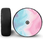 Teal Pink Liquid Marble Print Tire Cover With Camera Hole