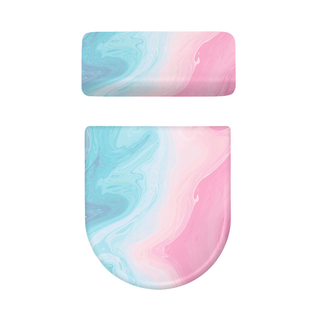 Teal Pink Liquid Marble Print Toilet Lid And Tank Cover Set