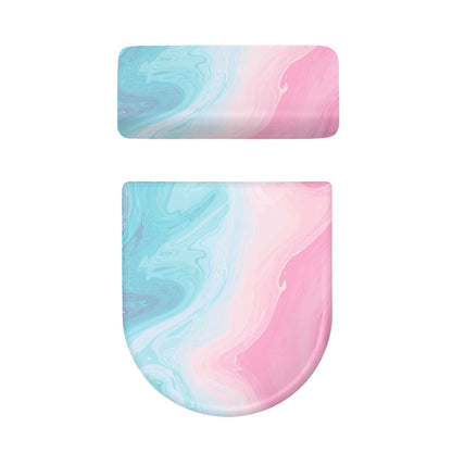Teal Pink Liquid Marble Print Toilet Lid And Tank Cover Set
