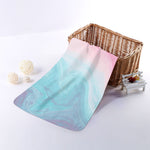 Teal Pink Liquid Marble Print Towel