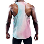 Teal Pink Liquid Marble Print Training Tank Top
