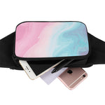 Teal Pink Liquid Marble Print Waist Bag