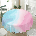 Teal Pink Liquid Marble Print Waterproof Round Tablecloth