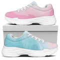 Teal Pink Liquid Marble Print White Chunky Shoes