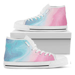Teal Pink Liquid Marble Print White High Top Sneakers