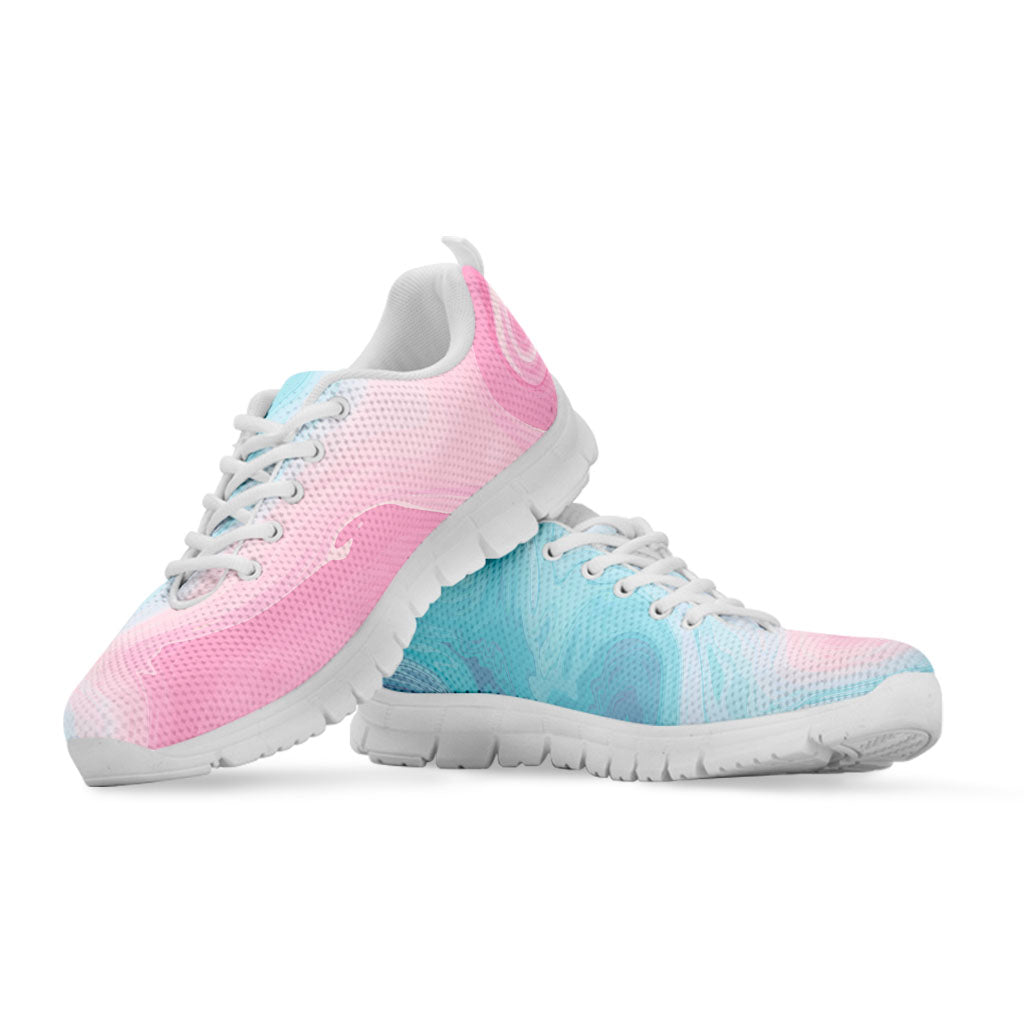 Teal Pink Liquid Marble Print White Running Shoes