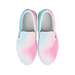 Teal Pink Liquid Marble Print White Slip On Sneakers