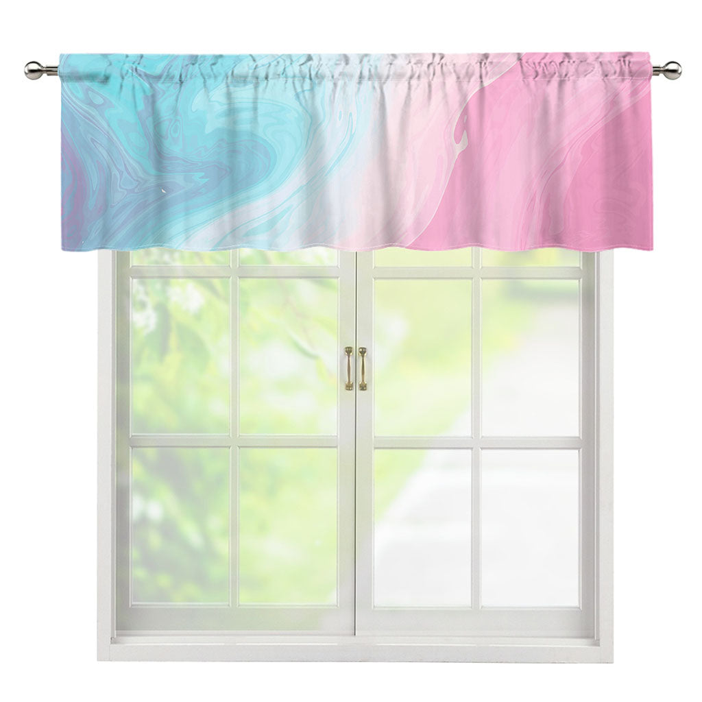 Teal Pink Liquid Marble Print Window Valance
