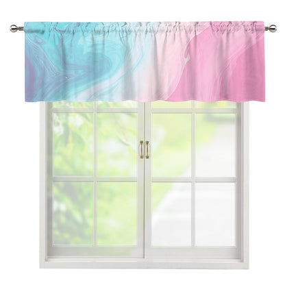 Teal Pink Liquid Marble Print Window Valance