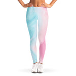 Teal Pink Liquid Marble Print Women's Leggings