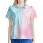 Teal Pink Liquid Marble Print Women's Polo Shirt