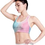 Teal Pink Liquid Marble Print Women's Sports Bra