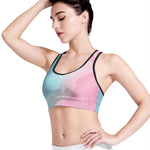 Teal Pink Liquid Marble Print Women's Sports Bra