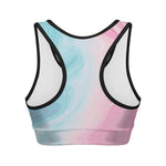 Teal Pink Liquid Marble Print Women's Sports Bra