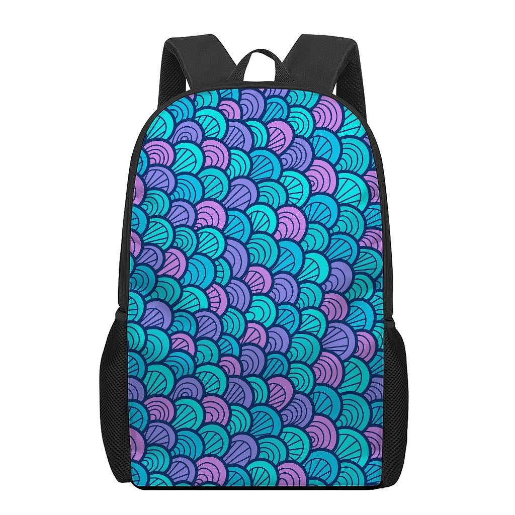 Teal Pink Mermaid Scales Pattern Print 17 Inch Backpack