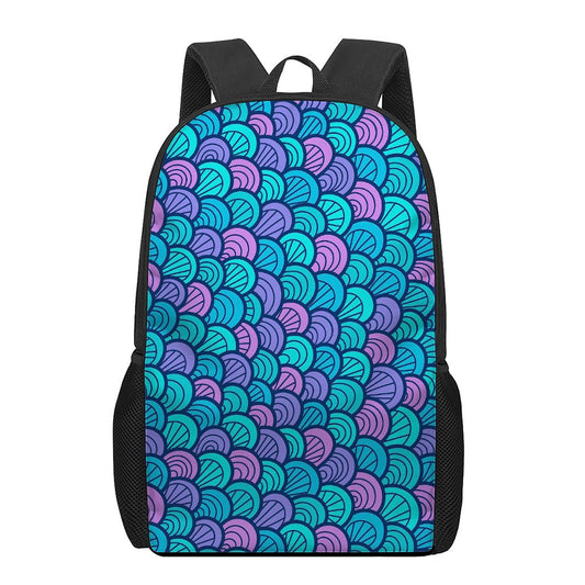 Teal Pink Mermaid Scales Pattern Print 17 Inch Backpack