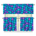 Teal Pink Mermaid Scales Pattern Print 3 Piece Kitchen Curtains
