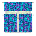 Teal Pink Mermaid Scales Pattern Print 3 Piece Kitchen Curtains