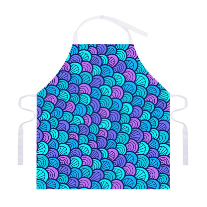 Teal Pink Mermaid Scales Pattern Print Adjustable Apron