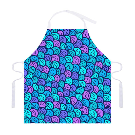 Teal Pink Mermaid Scales Pattern Print Adjustable Apron