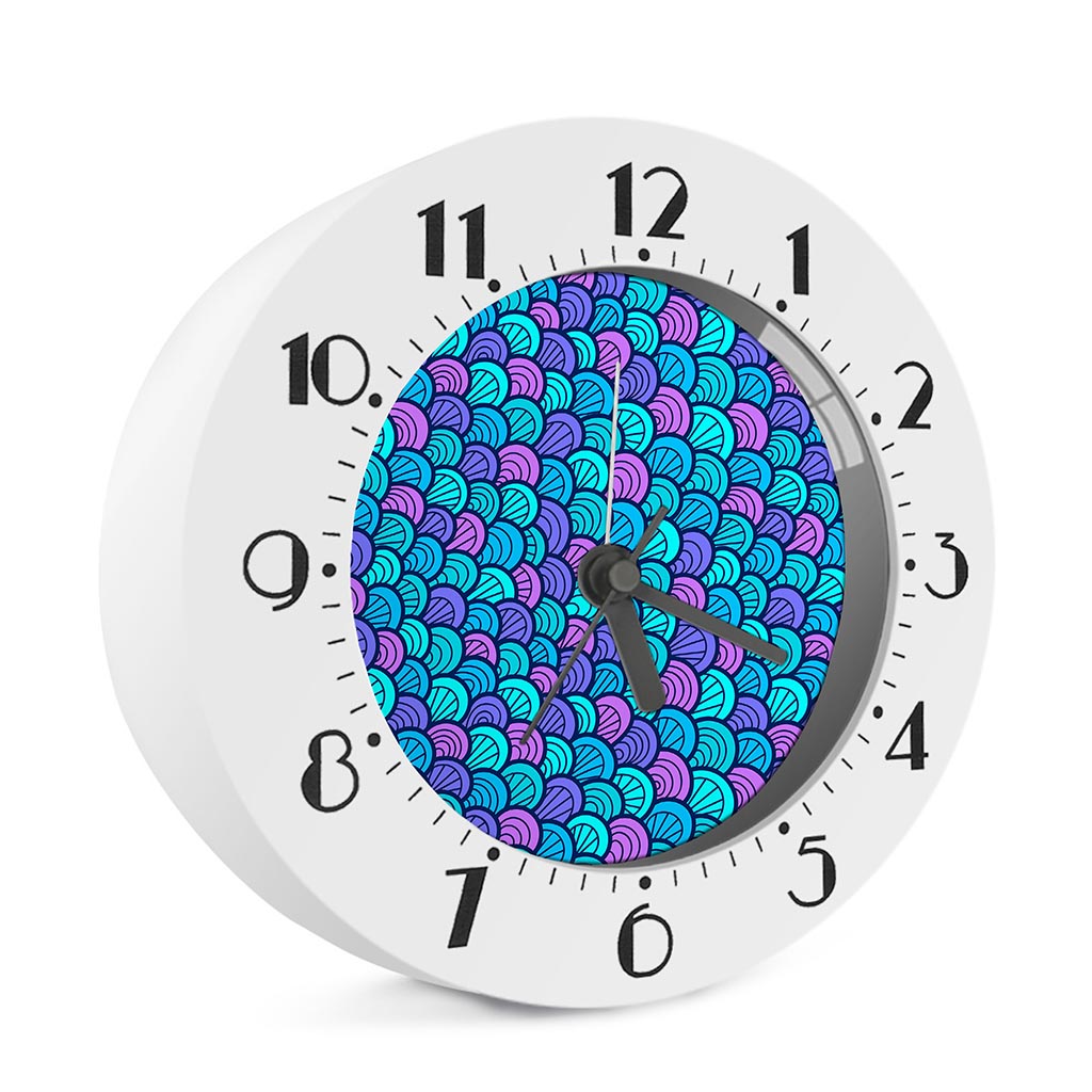 Teal Pink Mermaid Scales Pattern Print Alarm Clock