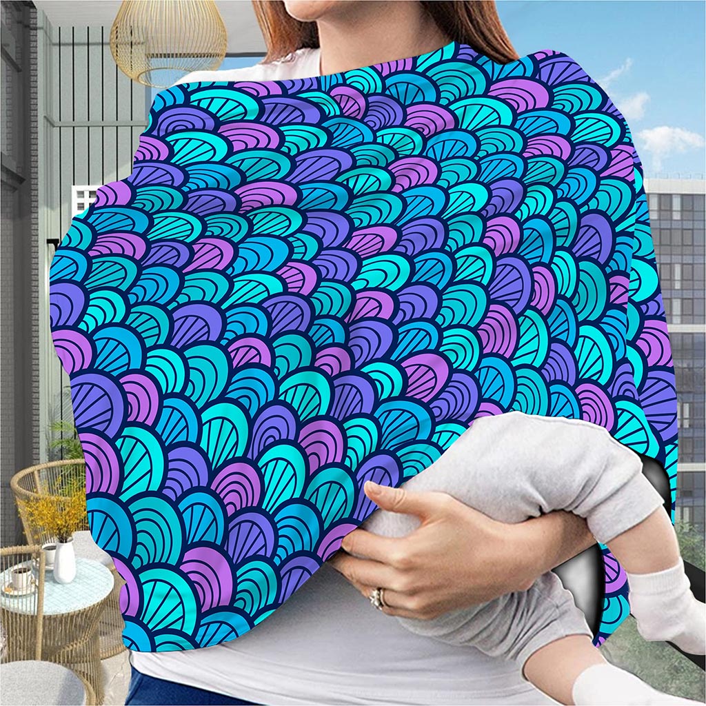 Teal Pink Mermaid Scales Pattern Print Baby Seat Cover