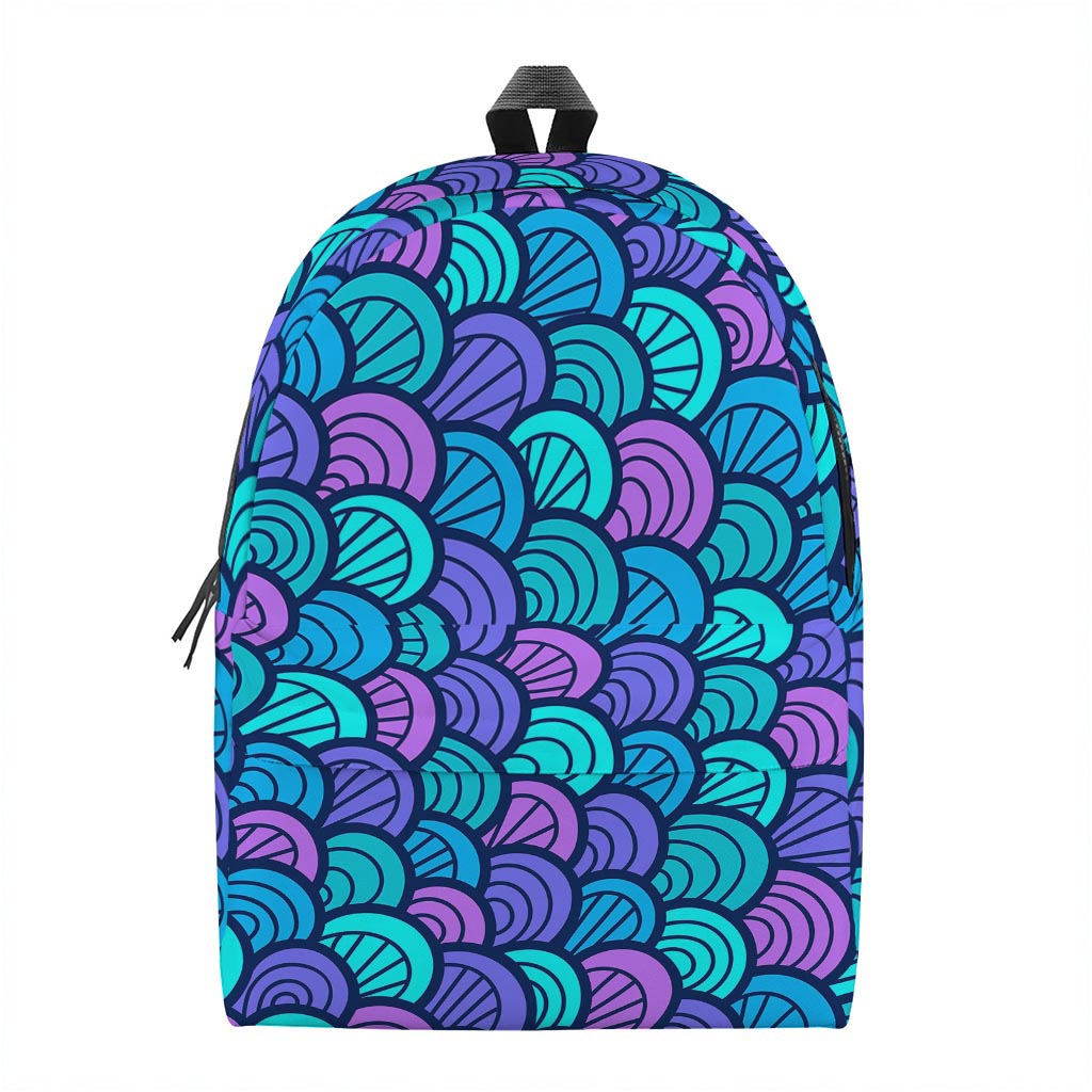 Teal Pink Mermaid Scales Pattern Print Backpack