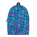 Teal Pink Mermaid Scales Pattern Print School Backpack
