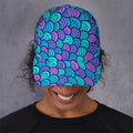 Teal Pink Mermaid Scales Pattern Print Baseball Cap