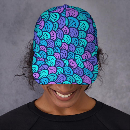 Teal Pink Mermaid Scales Pattern Print Baseball Cap