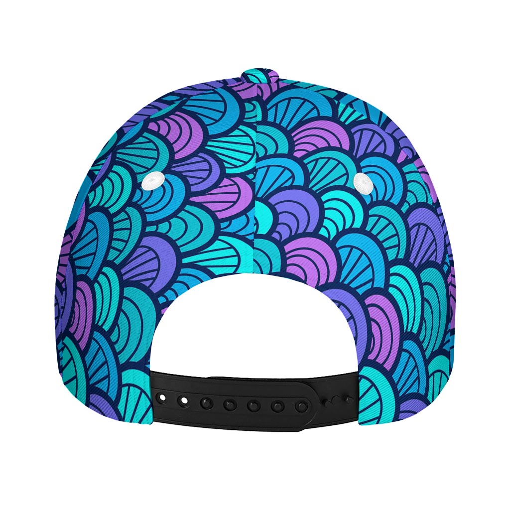 Teal Pink Mermaid Scales Pattern Print Baseball Cap