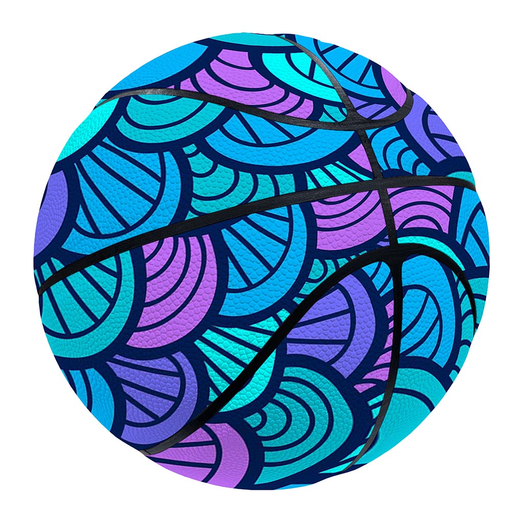 Teal Pink Mermaid Scales Pattern Print Basketball