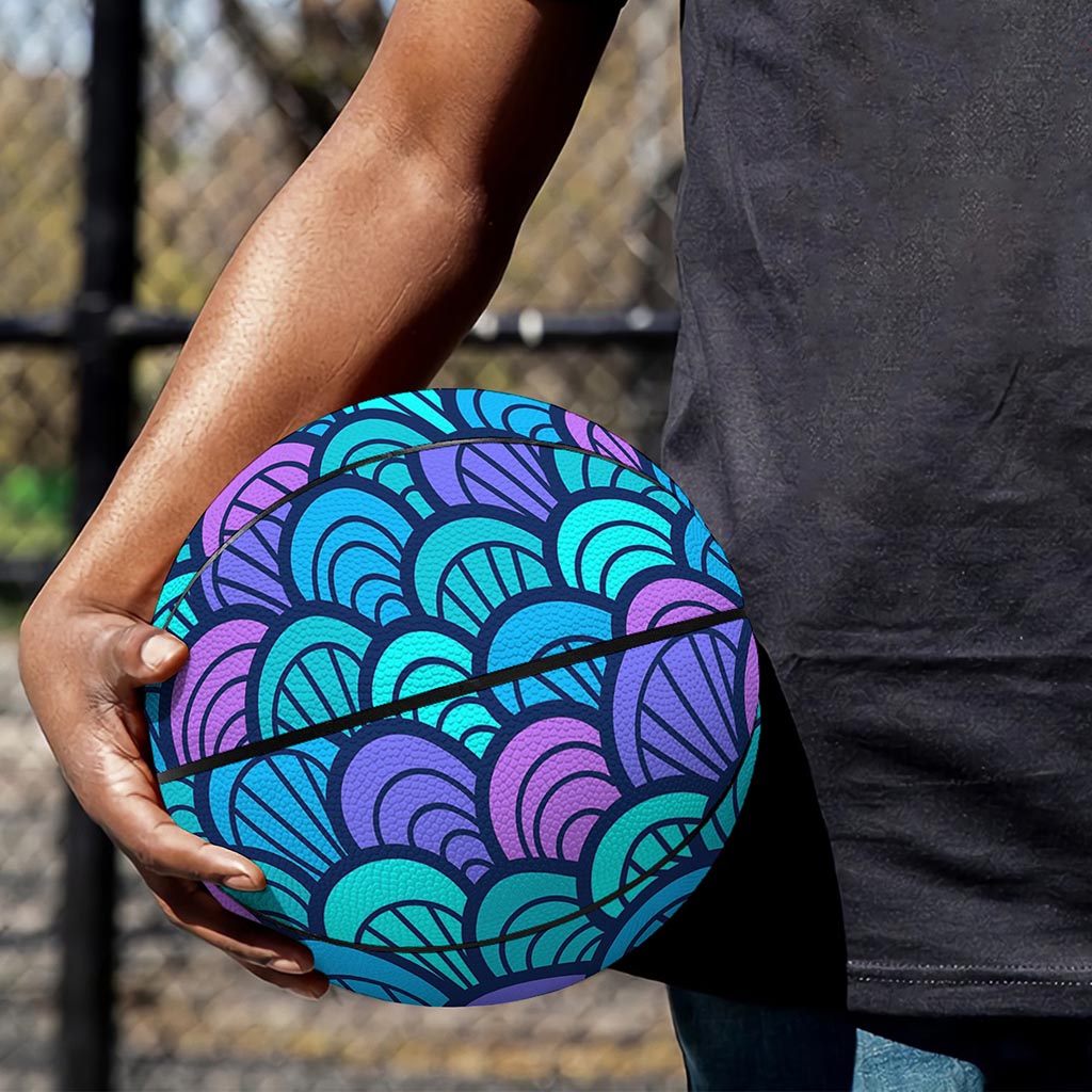 Teal Pink Mermaid Scales Pattern Print Basketball