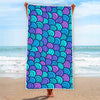 Teal Pink Mermaid Scales Pattern Print Beach Towel