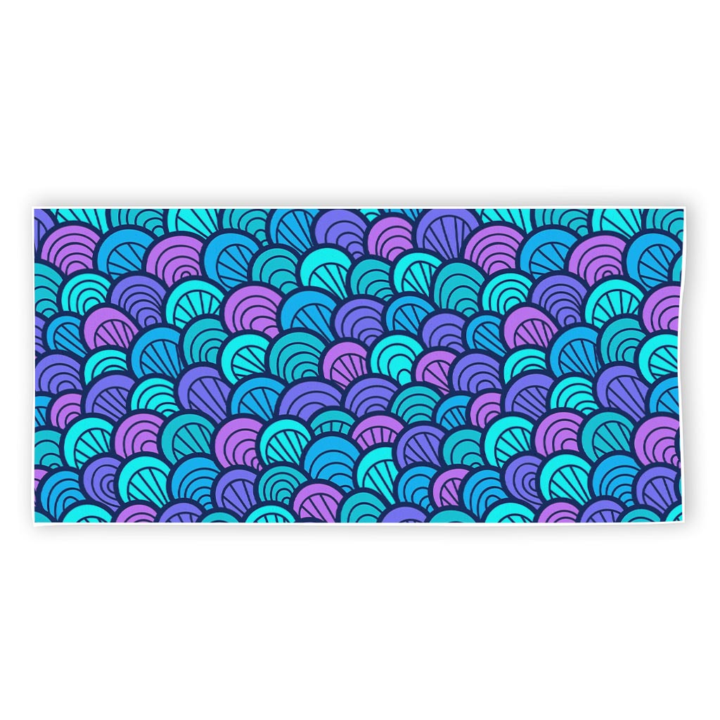 Teal Pink Mermaid Scales Pattern Print Beach Towel