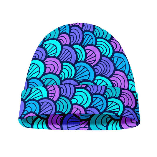 Teal Pink Mermaid Scales Pattern Print Beanie