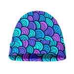 Teal Pink Mermaid Scales Pattern Print Beanie
