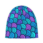 Teal Pink Mermaid Scales Pattern Print Beanie