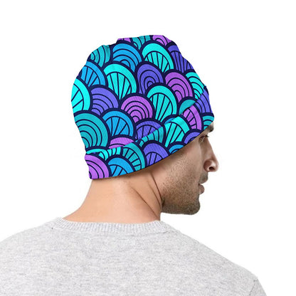 Teal Pink Mermaid Scales Pattern Print Beanie