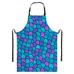 Teal Pink Mermaid Scales Pattern Print Bib Apron With Pocket