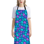 Teal Pink Mermaid Scales Pattern Print Bib Apron With Pocket