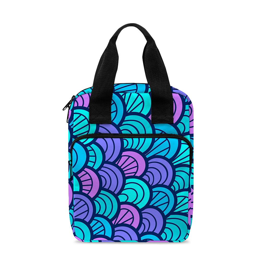 Teal Pink Mermaid Scales Pattern Print Bible Tote Bag