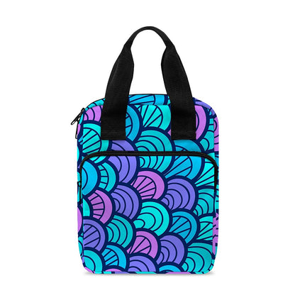 Teal Pink Mermaid Scales Pattern Print Bible Tote Bag